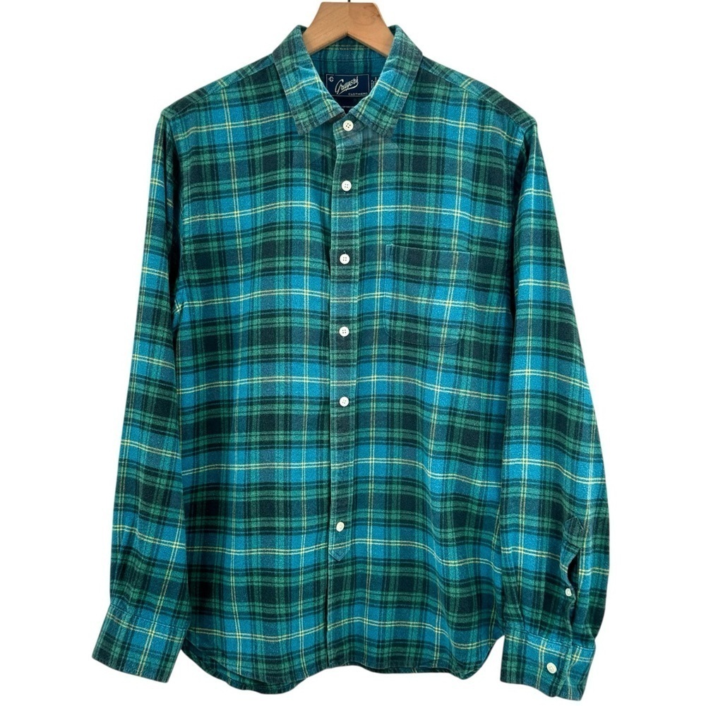 NEW Grayers Flannel Shirt Blue Green Plaid 100% Cotton | Size Medium